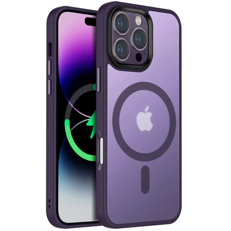 Чохол Colorful Metal Buttons MagSafe для Apple iPhone 16 Pro (6.3"), Dark Purple, TPU+PC