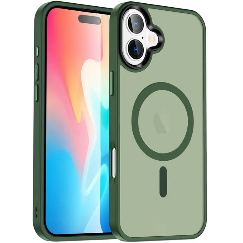 Etui Colorful Metal Buttons MagSafe do Apple iPhone 17 (6.3"), Dark Green, TPU+PC