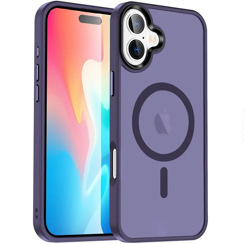 Etui Colorful Metal Buttons MagSafe do Apple iPhone 17 (6.3"), Dark Purple, TPU+PC