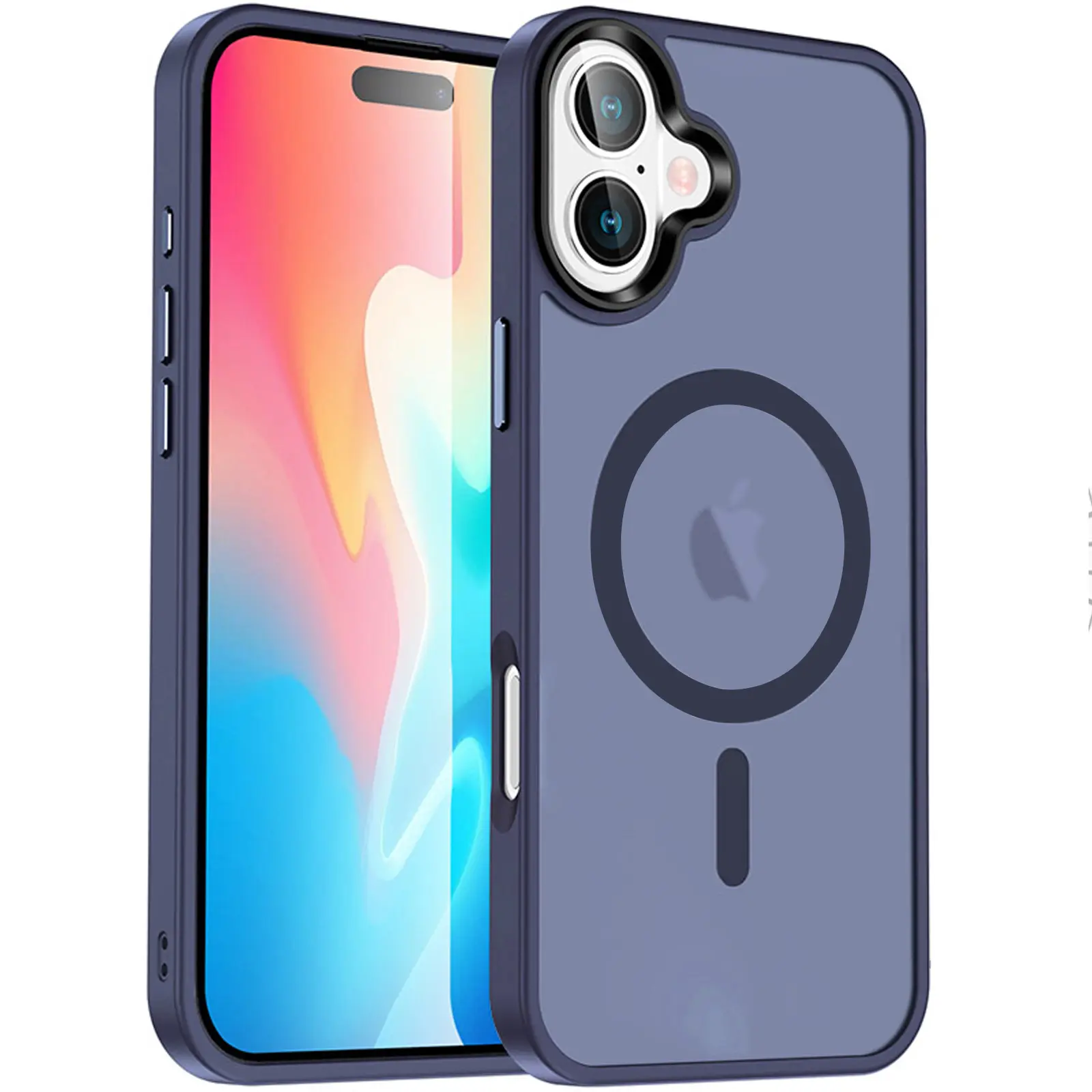 Etui Colorful Metal Buttons MagSafe do Apple iPhone 17 (6.3"), Navy Blue, TPU+PC