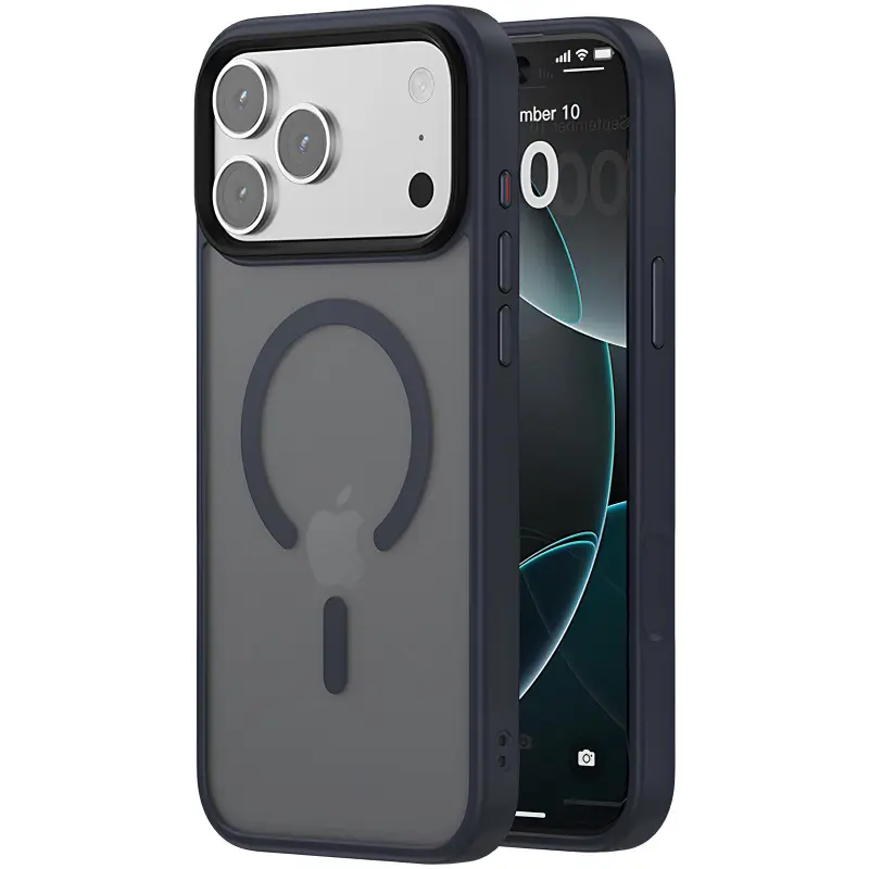 Case Colorful Metal Buttons MagSafe for Apple iPhone 17 Pro Max (6.9"), Navy Blue, TPU+PC