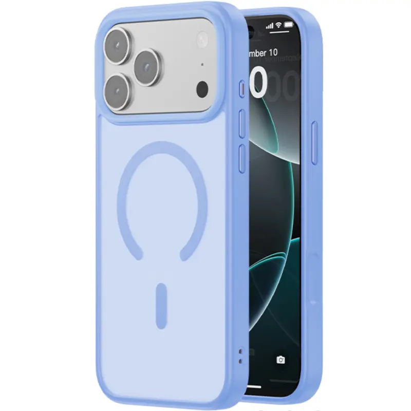 Case Colorful Metal Buttons MagSafe for Apple iPhone 17 Pro Max / 18 Pro Max (6.9"), Sky Blue, TPU+PC