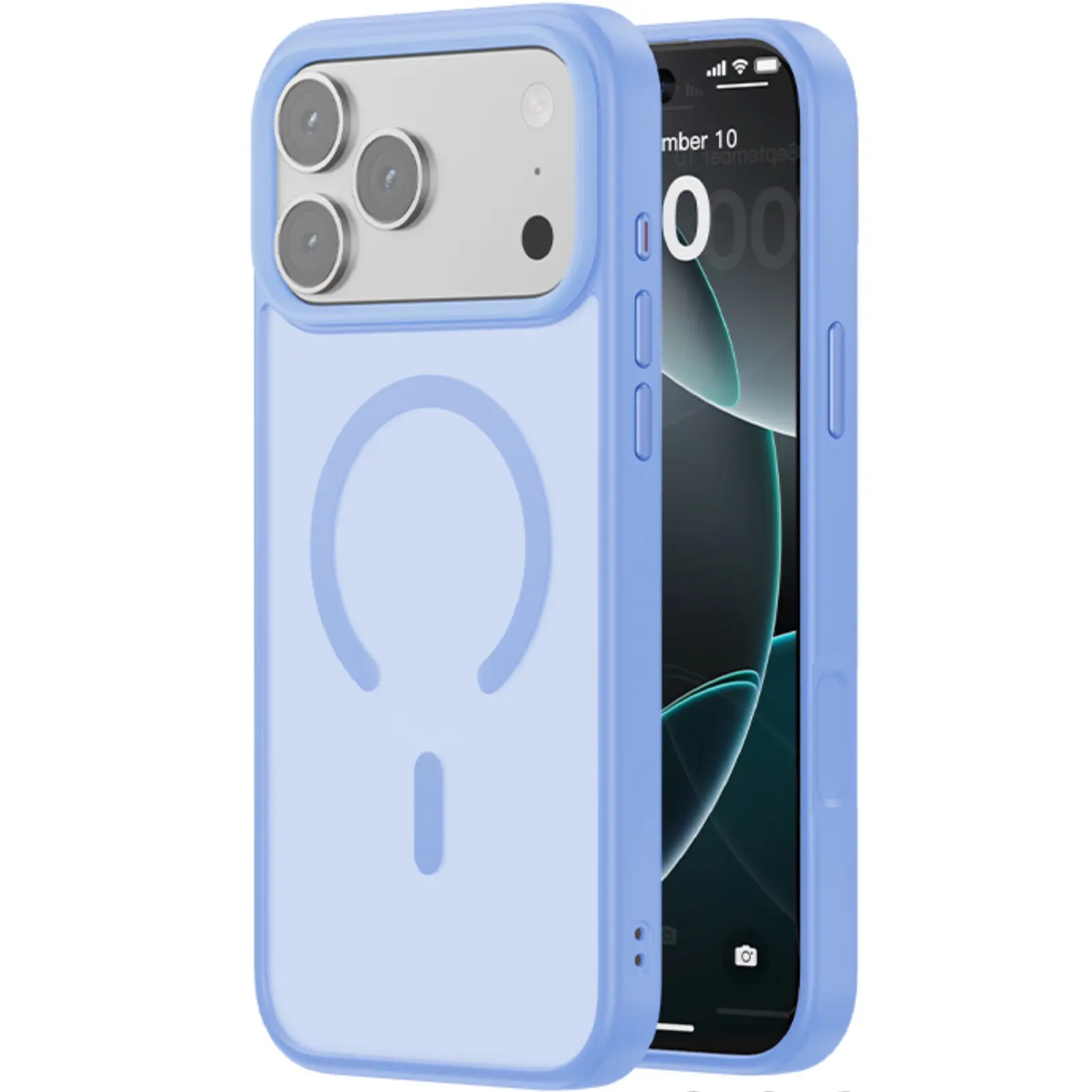 Case Colorful Metal Buttons MagSafe for Apple iPhone 17 Pro Max / 18 Pro Max (6.9"), Sky Blue, TPU+PC