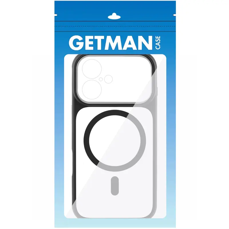 Etui TPU+PC GETMAN Moon Clear with MagSafe do Apple iPhone 16 (6.1"), Black 1, TPU+PC