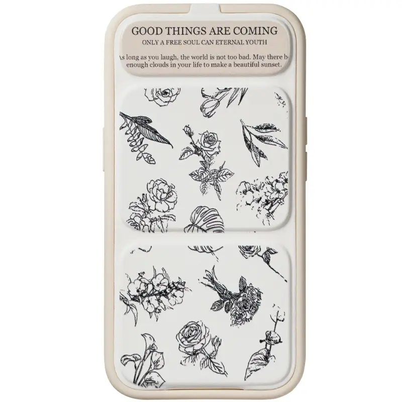 Etui TPU Panel Stand do Apple iPhone 15 Pro (6.1"), Floral Sketch, TPU