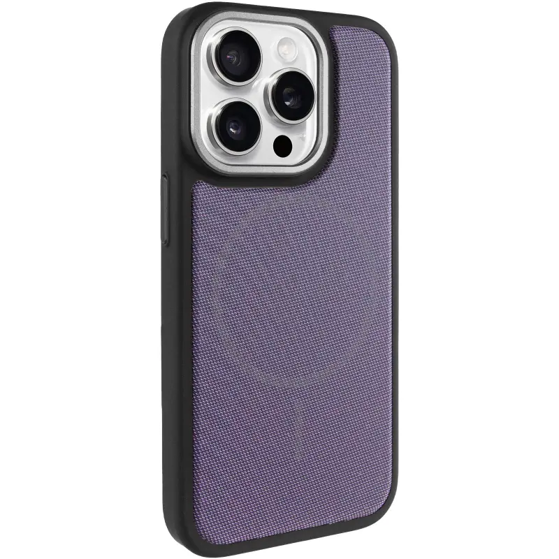 Чохол PC TechWoven Hybrid with MagSafe для Apple iPhone 15 Pro (6.1"), Black / Purple, Тканина