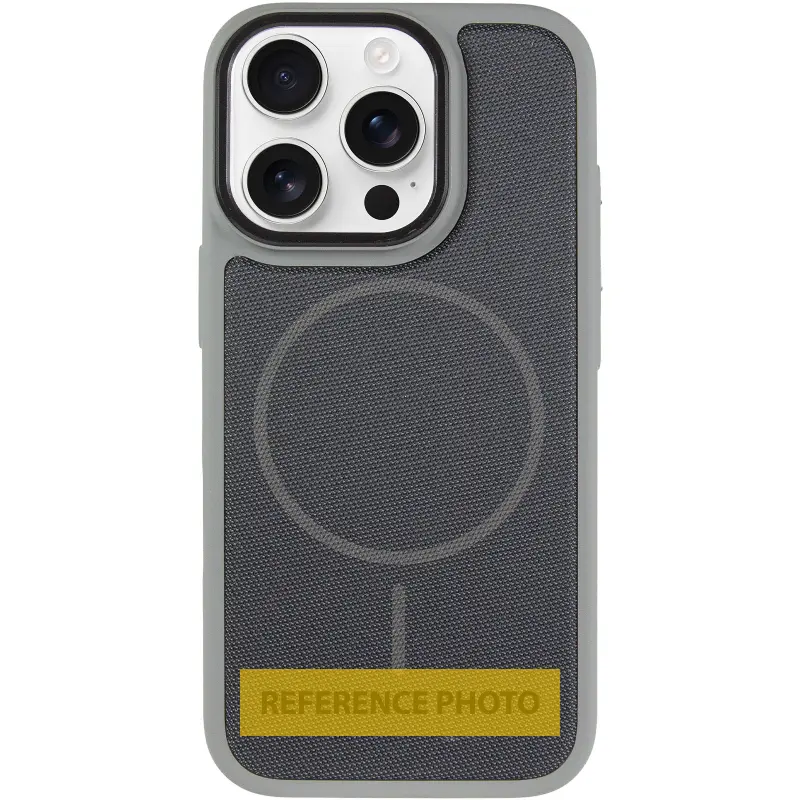 Etui PC TechWoven Hybrid with MagSafe do Apple iPhone 15 Pro Max (6.7"), Grey / Black 1, Tekstylny