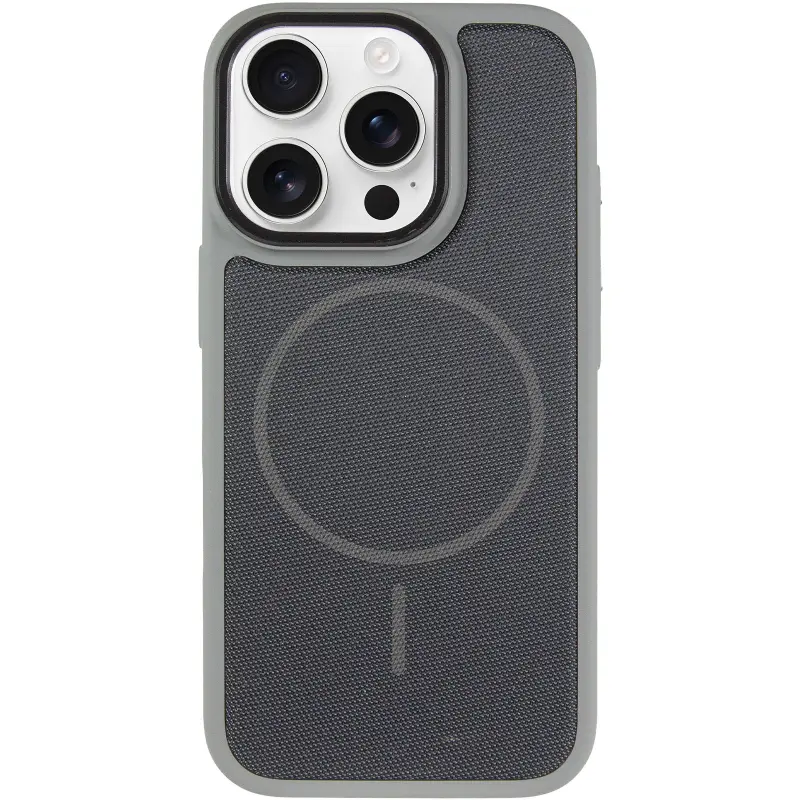 Etui PC TechWoven Hybrid with MagSafe do Apple iPhone 16 Pro Max (6.9"), Grey / Black 1, Tekstylny