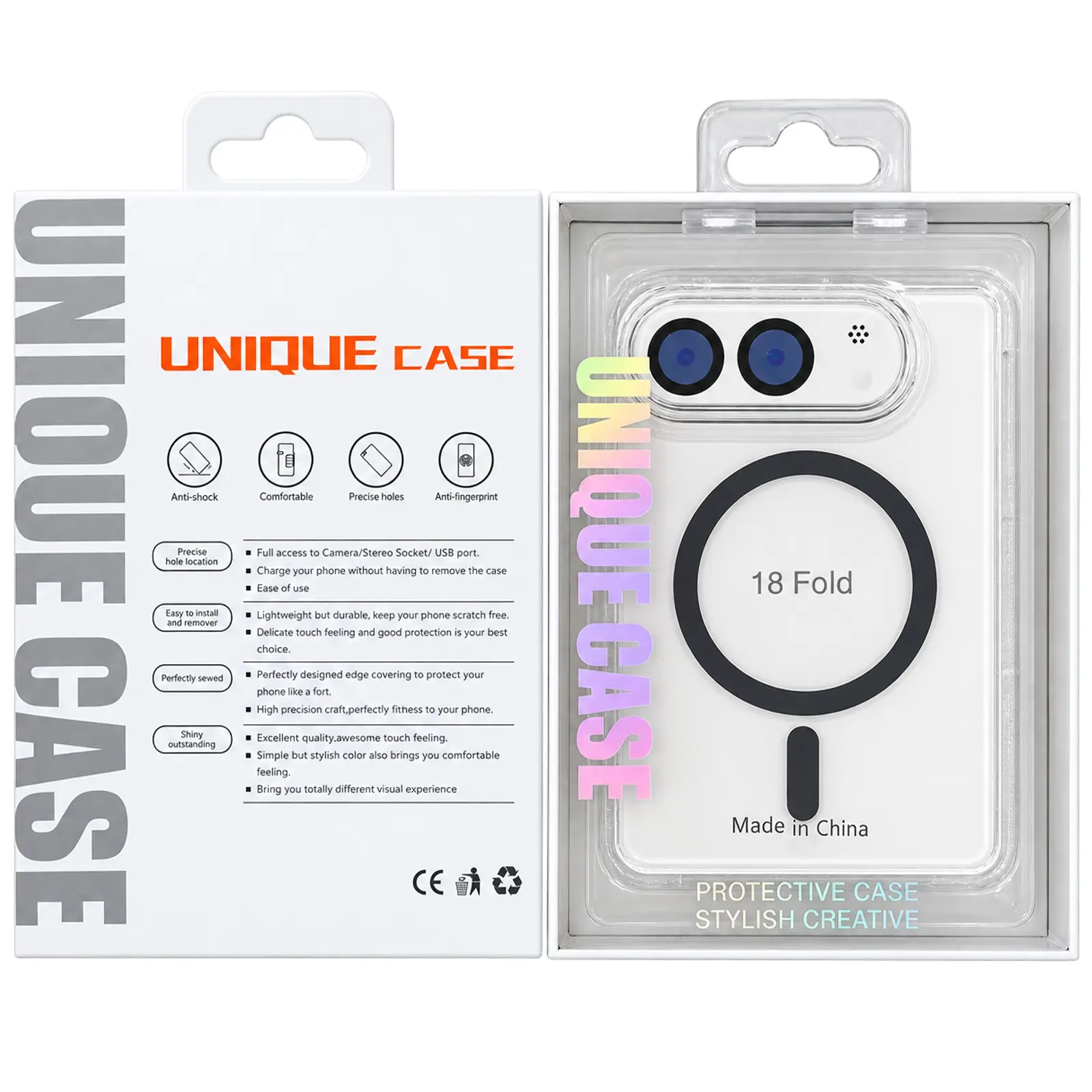 Etui Ummi Colorful Metal Buttons with Magnetic Fit do Apple iPhone Duo (5.4/7.6"), White 2, TPU+PC