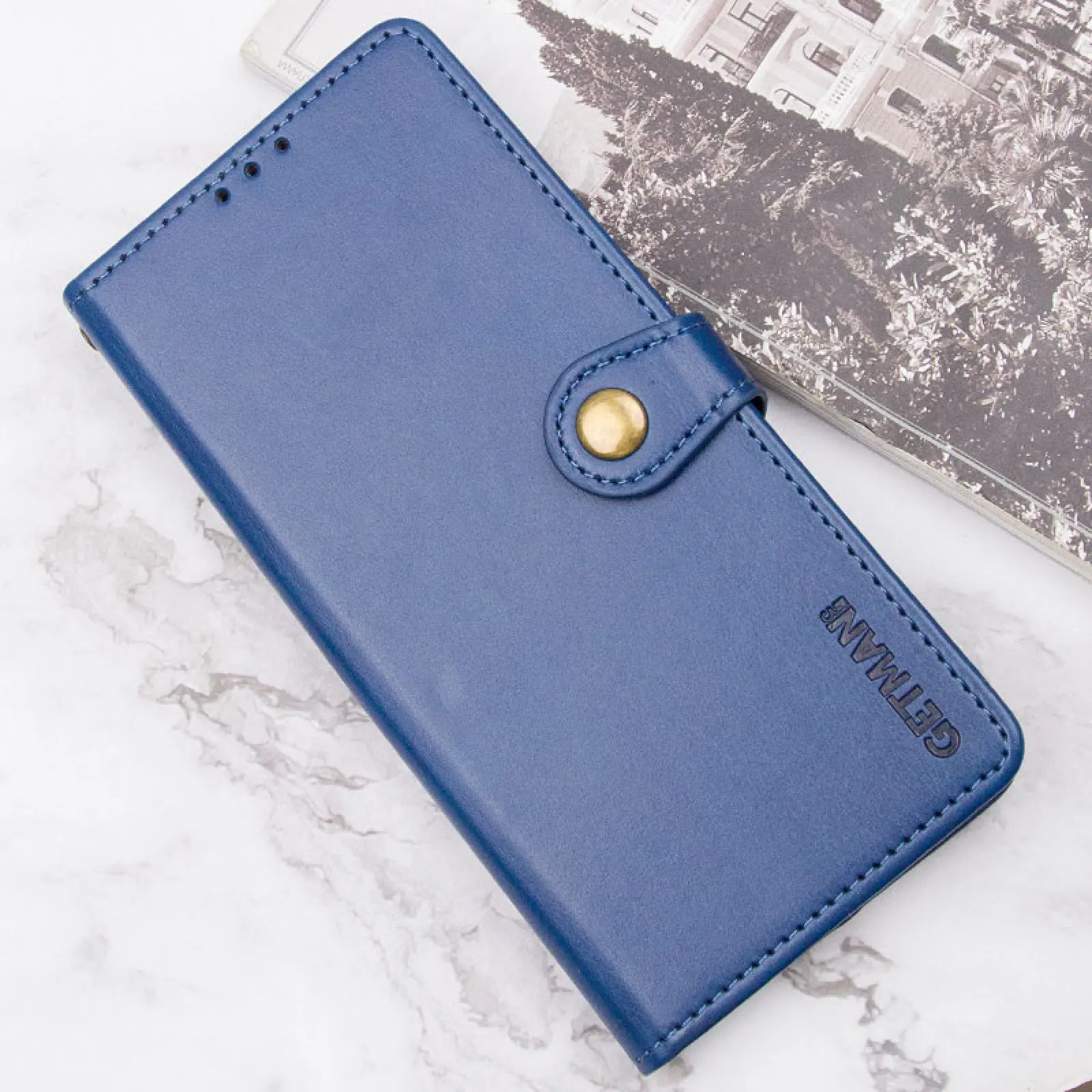 Leather book case GETMAN Gallant (PU) for Samsung Galaxy S24 Ultra, Blue 7, Faux leather