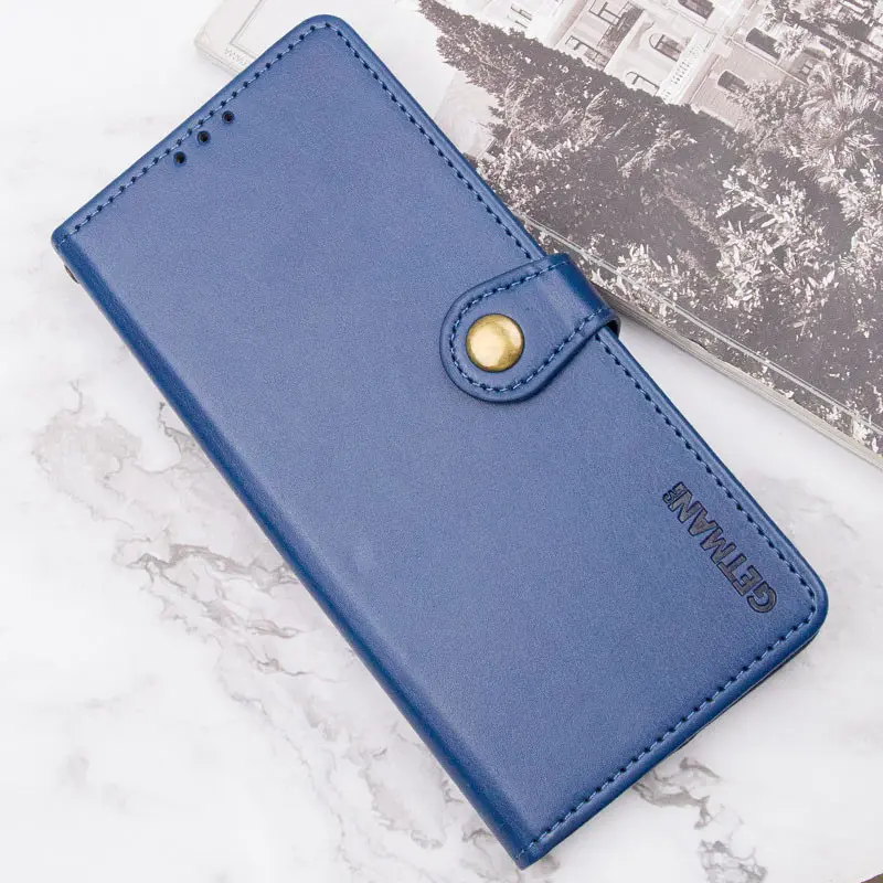 Leather book case GETMAN Gallant (PU) for Samsung Galaxy S25 / S24, Blue 4, Faux leather