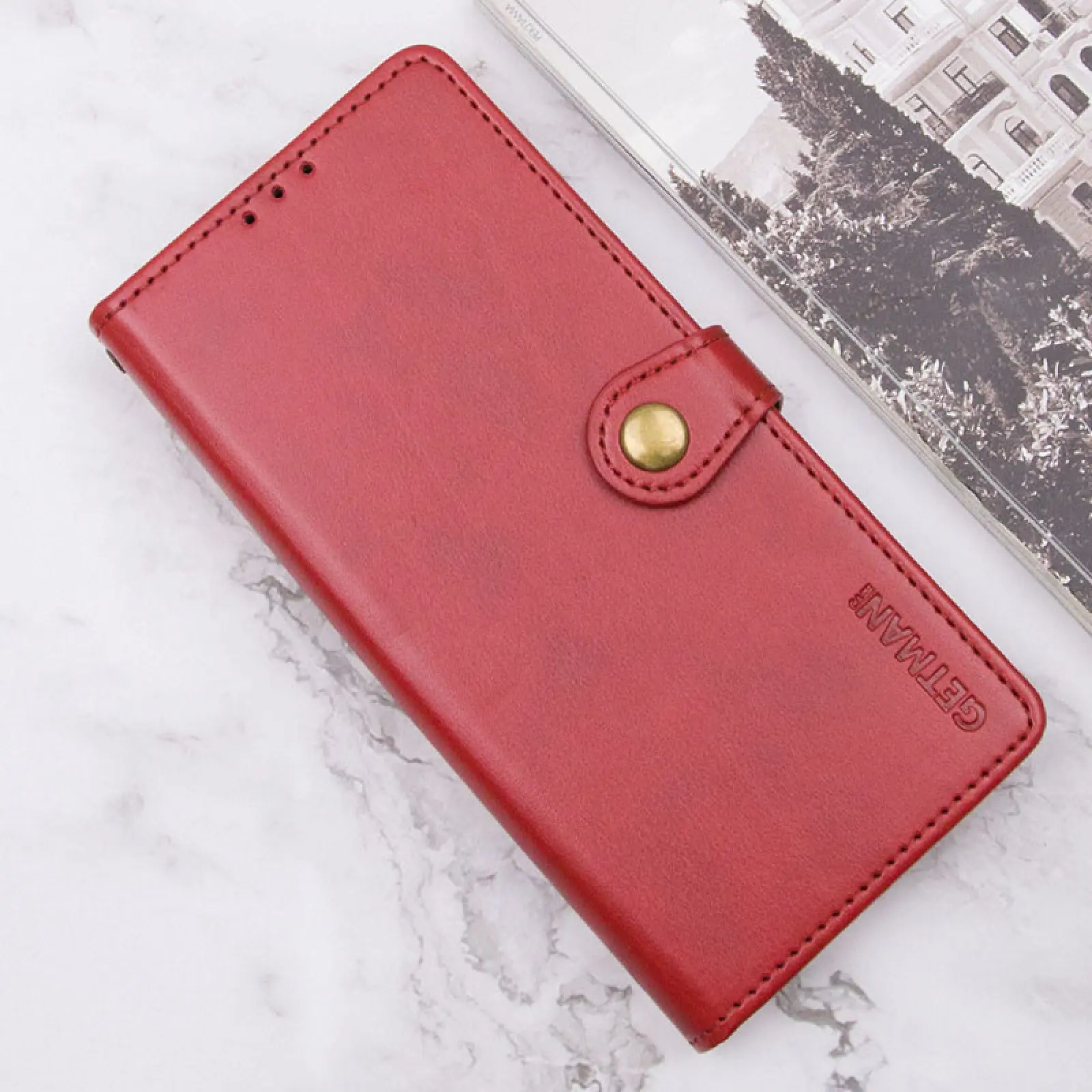 Leather book case GETMAN Gallant (PU) for Samsung Galaxy A37 5G, Red 4, Faux leather
