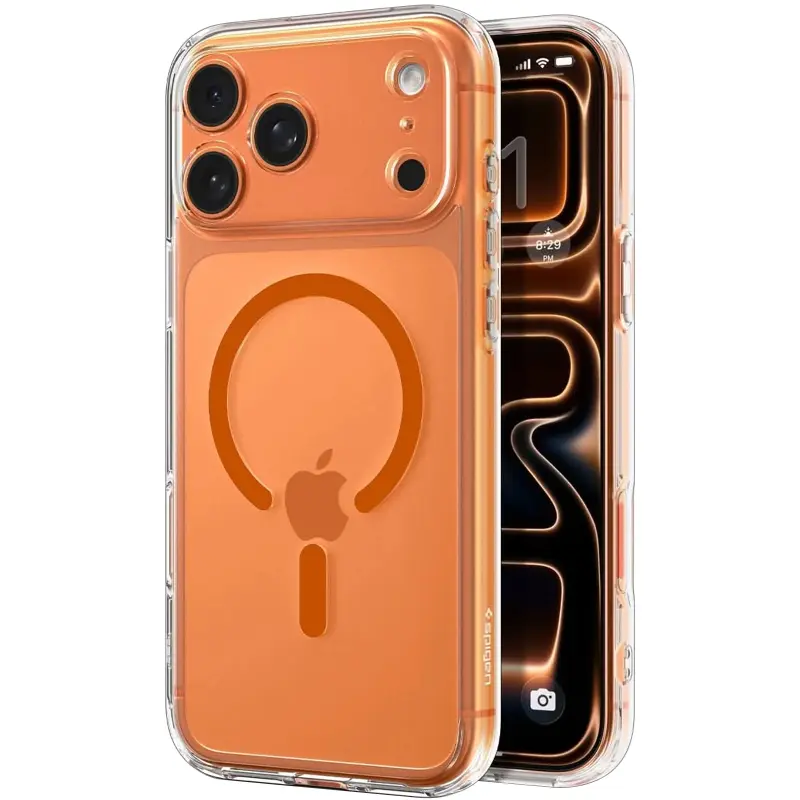 Чохол SPIGEN ULTRA HYBRID MAGSAFE для Apple iPhone 17 Pro / 18 Pro (6.3"), Clear / Orange, TPU+PC