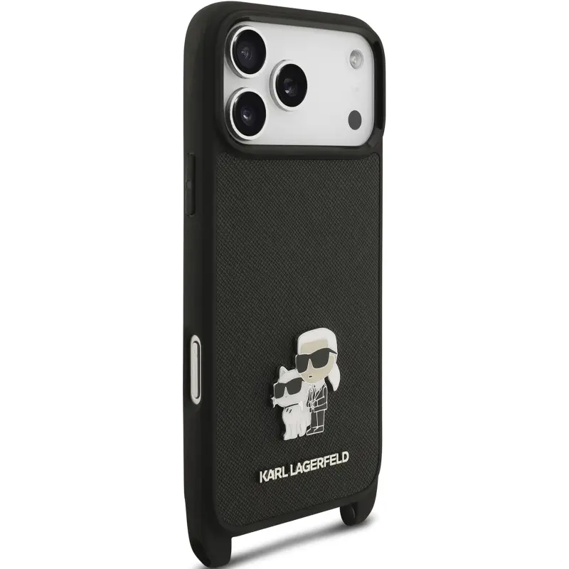 Etui Karl Lagerfeld Saffiano Crossbody Strap do Apple iPhone 17 Pro / 18 Pro, Black 4, Sztuczna skóra