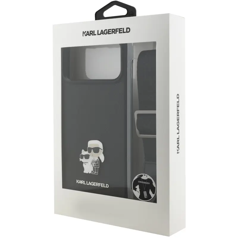 Etui Karl Lagerfeld Saffiano Crossbody Strap do Apple iPhone 17 Pro / 18 Pro, Black 6, Sztuczna skóra