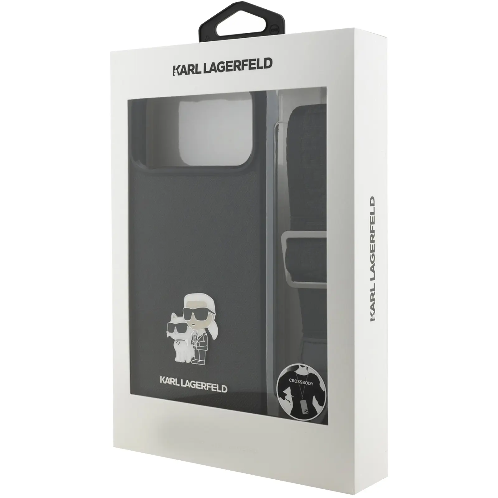 Etui Karl Lagerfeld Saffiano Crossbody Strap do Apple iPhone 17 Pro / 18 Pro, Black 6, Sztuczna skóra