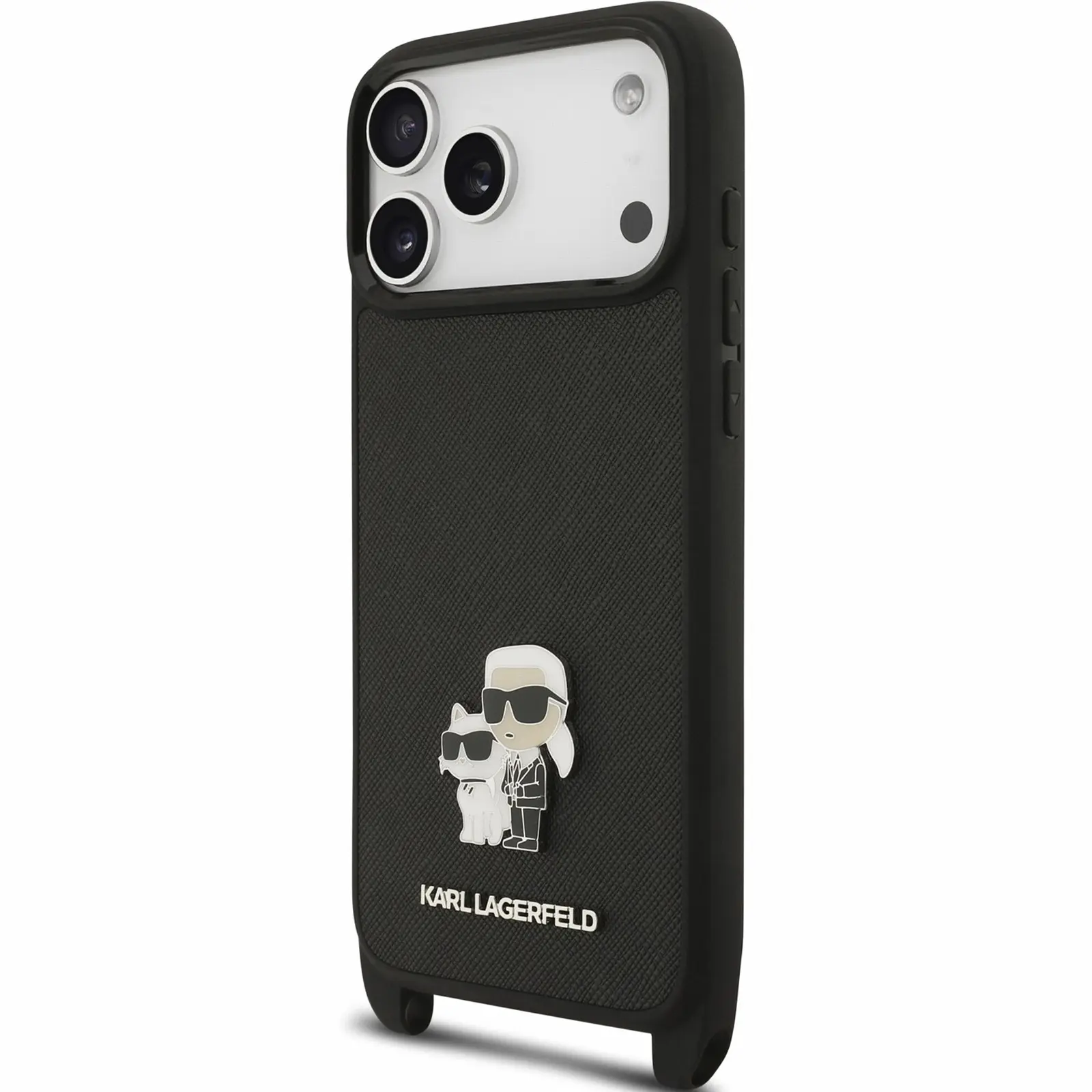 Case Karl Lagerfeld Saffiano Crossbody Strap for Apple iPhone 17 Pro Max / 18 Pro Max, Black 2, Faux leather