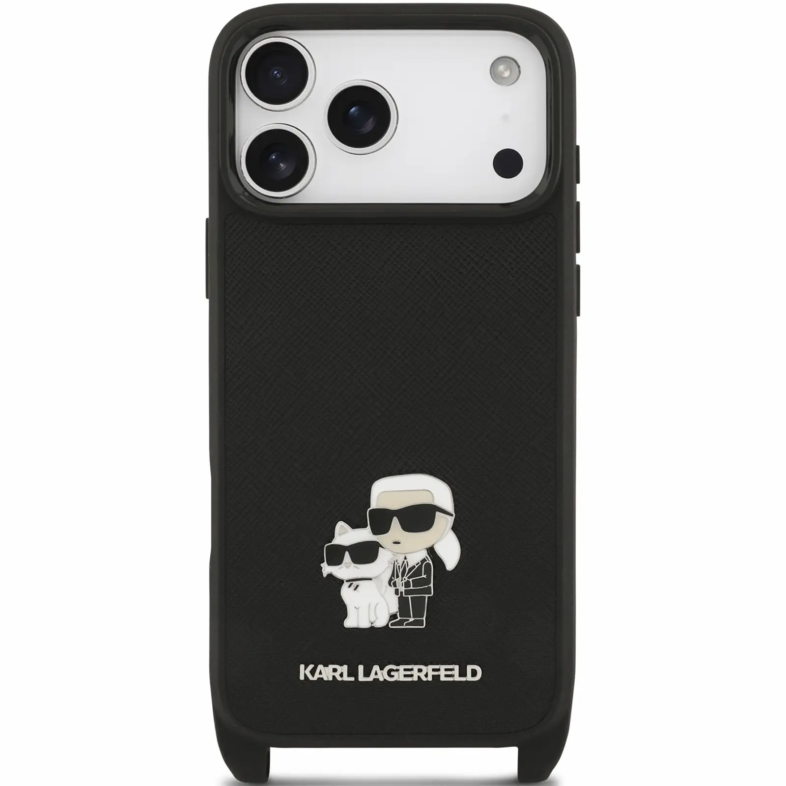 Case Karl Lagerfeld Saffiano Crossbody Strap for Apple iPhone 17 Pro Max / 18 Pro Max, Black 3, Faux leather