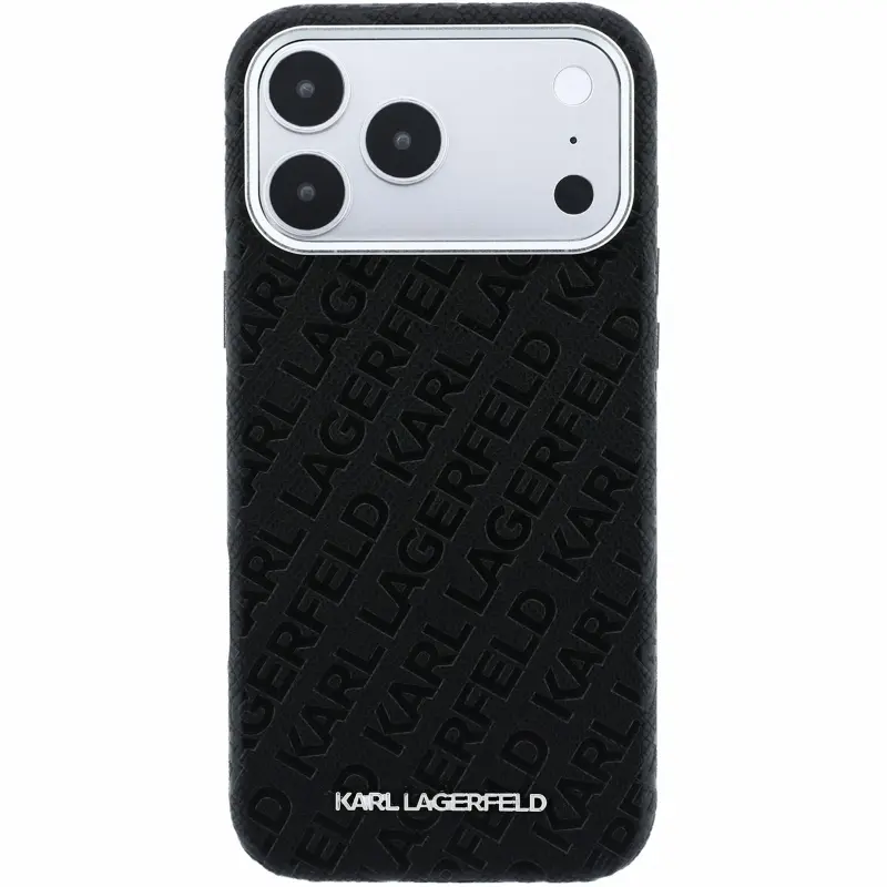 Case Karl Lagerfeld Grained Allover Semi Wrap Magsafe for Apple iPhone 17 Pro / 18 Pro, Black 1, Faux leather