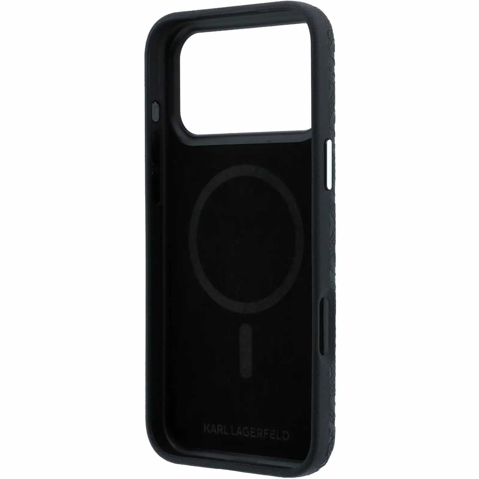 Case Karl Lagerfeld Grained Allover Semi Wrap Magsafe for Apple iPhone 17 Pro / 18 Pro, Black 3, Faux leather