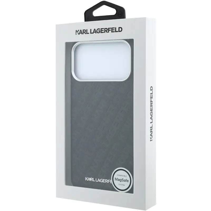 Case Karl Lagerfeld Grained Allover Semi Wrap Magsafe for Apple iPhone 17 Pro / 18 Pro, Black 4, Faux leather