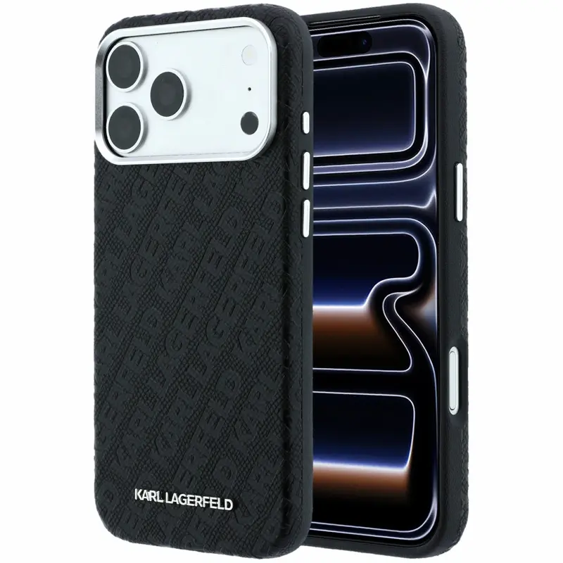 Чехол Karl Lagerfeld Grained Allover Semi Wrap Magsafe для Apple iPhone 17 Pro Max / 18 Pro Max, Black, Искусственная кожа
