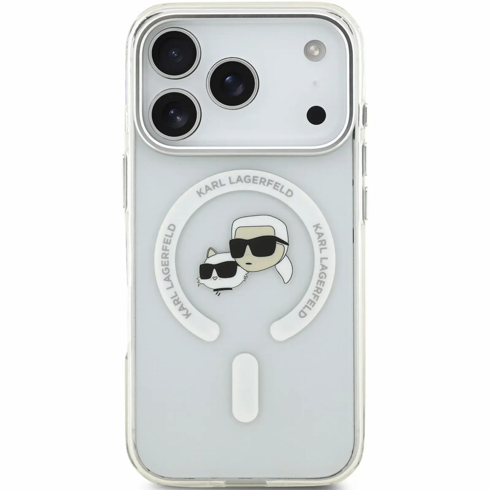 Etui Karl Lagerfeld IML K&CH Heads Metal Frame MagSafe do Apple iPhone 17 Pro / 18 Pro, White 1, TPU+PC