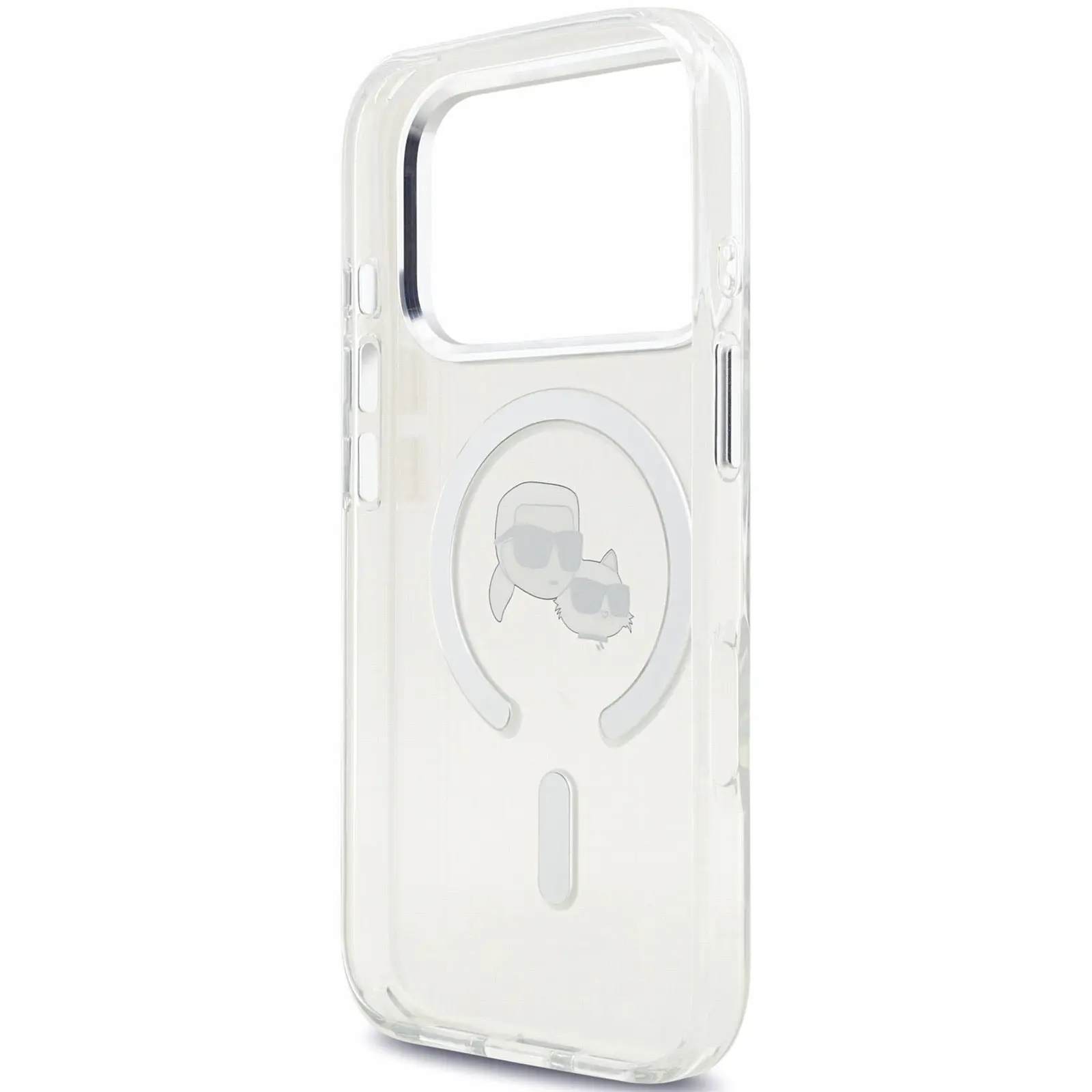 Etui Karl Lagerfeld IML K&CH Heads Metal Frame MagSafe do Apple iPhone 17 Pro / 18 Pro, White 3, TPU+PC
