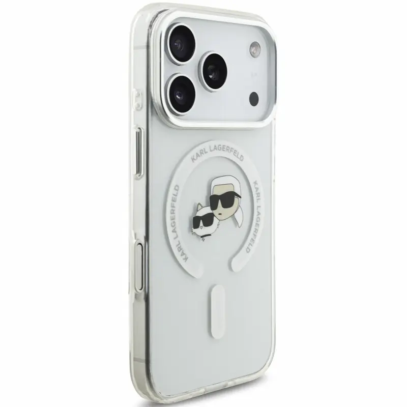 Чехол Karl Lagerfeld IML K&CH Heads Metal Frame MagSafe для Apple iPhone 17 Pro Max / 18 Pro Max, White 2, TPU+PC