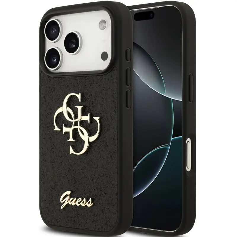 Case Guess Fixed Glitter Big 4G for Apple iPhone 17 Pro / 18 Pro, Faux leather