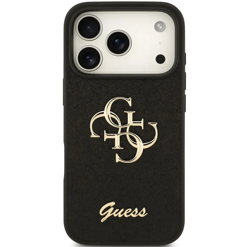Case Guess Fixed Glitter Big 4G for Apple iPhone 17 Pro / 18 Pro, Black 1, Faux leather