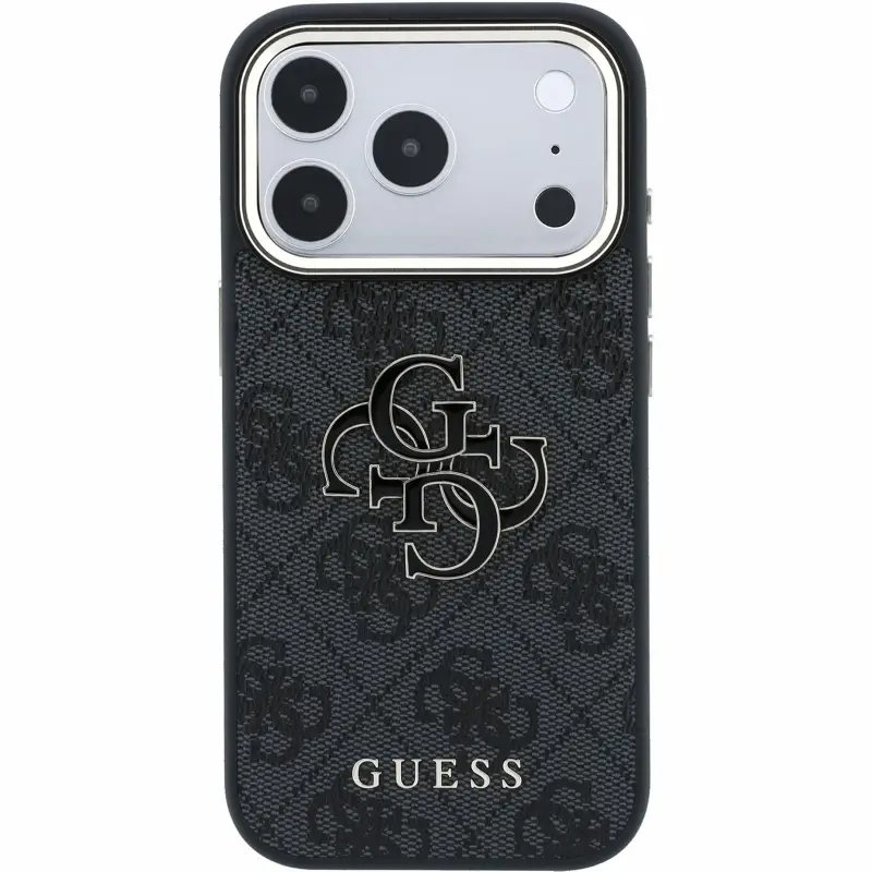Case Guess 4G & Big Resin Logo for Apple iPhone 17 Pro / 18 Pro, Black 1, Faux leather