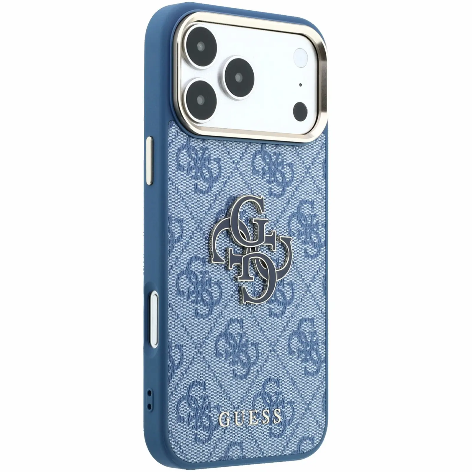 Case Guess 4G & Big Resin Logo for Apple iPhone 17 Pro / 18 Pro, Blue 2, Faux leather