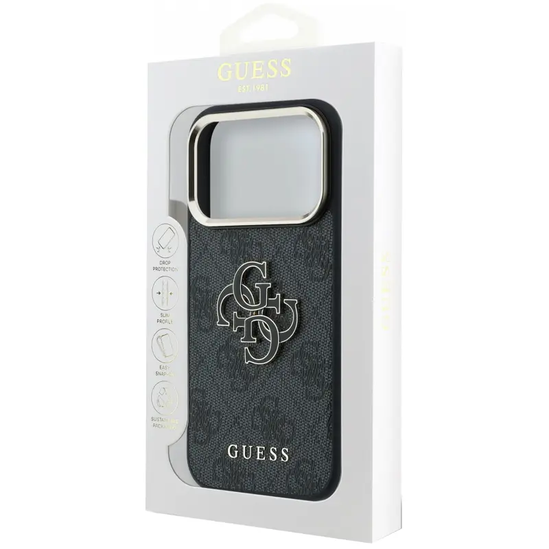 Etui Guess 4G & Big Resin Logo do Apple iPhone 17 Pro Max / 18 Pro Max, Black 4, Sztuczna skóra