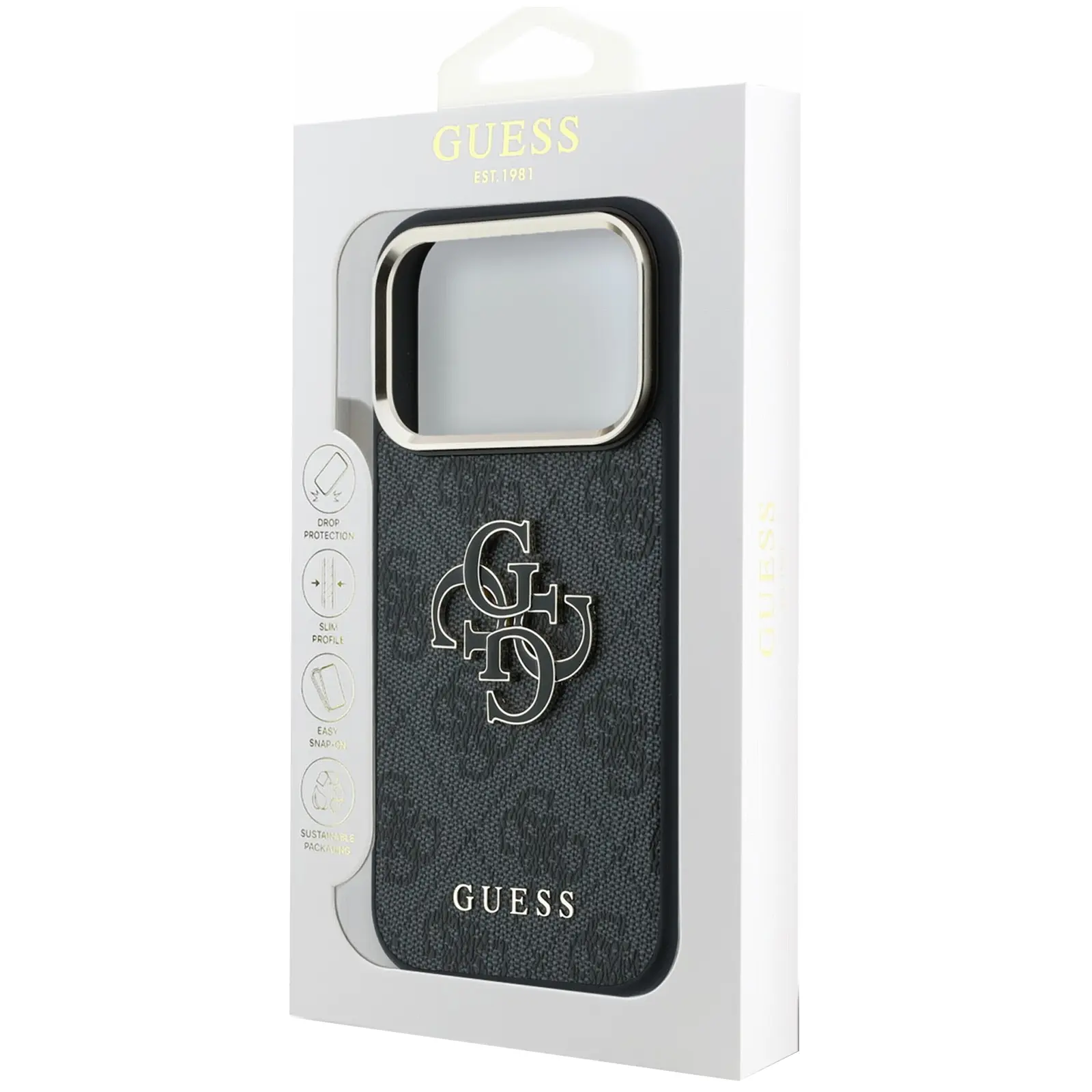 Etui Guess 4G & Big Resin Logo do Apple iPhone 17 Pro Max / 18 Pro Max, Black 4, Sztuczna skóra
