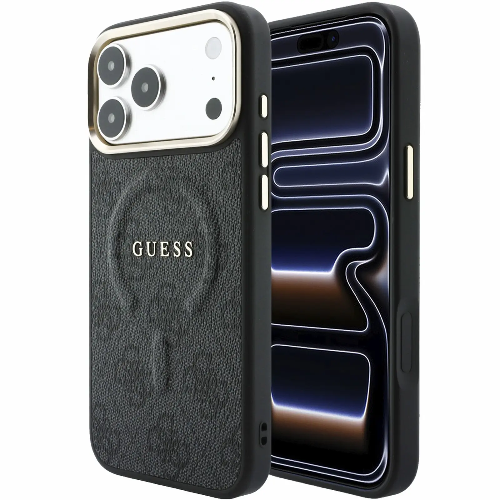 Etui Guess Embossed 4G Classic MagSafe do Apple iPhone 17 Pro Max / 18 Pro Max, Black, Sztuczna skóra