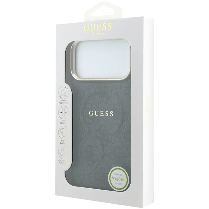 Etui Guess Embossed 4G Classic MagSafe do Apple iPhone 17 Pro Max / 18 Pro Max, Black 4, Sztuczna skóra