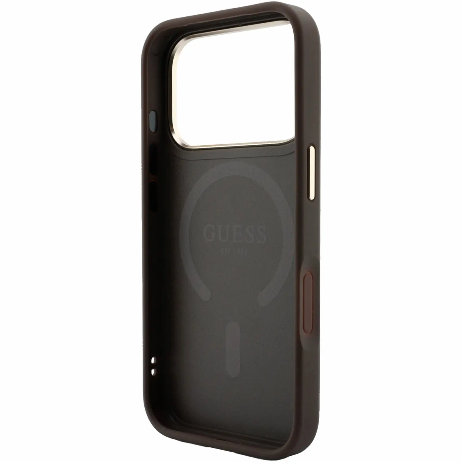 Etui Guess Embossed 4G Classic MagSafe do Apple iPhone 17 Pro Max / 18 Pro Max, Brown 2, Sztuczna skóra