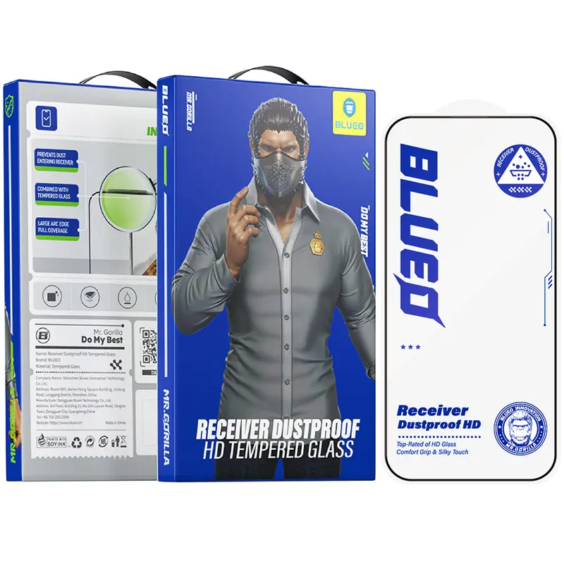 Ochronne szkło Blueo Anti-Dust HD do Apple iPhone 15 Pro (6.1"), Czarny, Szkło hartowane