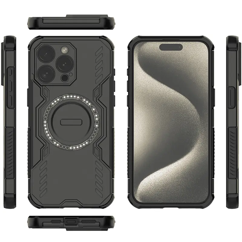 TPU+PC etui Techsuit ArmorMag do Apple iPhone 15 Pro (6.1"), Czarny 4, TPU+PC