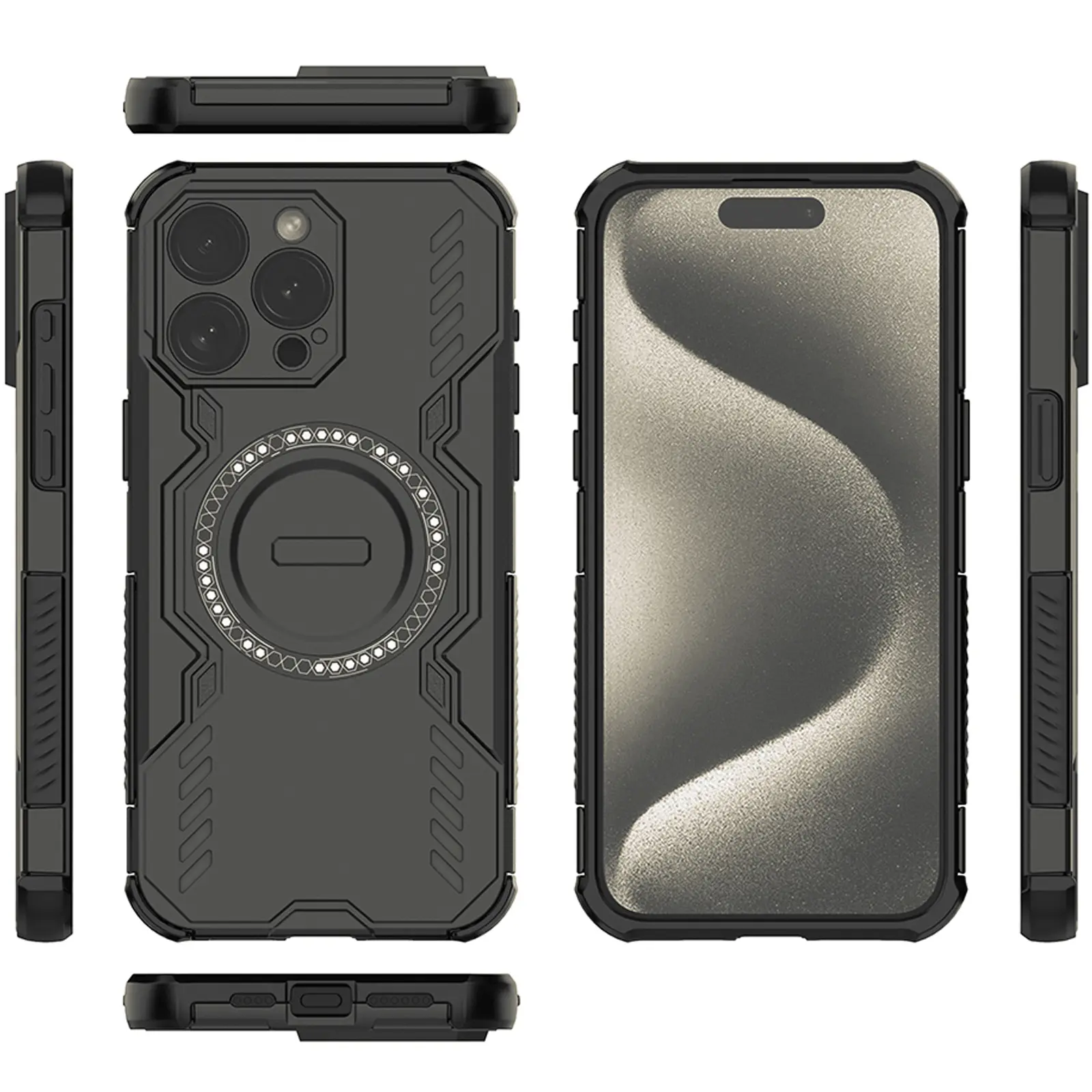 TPU+PC etui Techsuit ArmorMag do Apple iPhone 15 Pro (6.1"), Czarny 4, TPU+PC
