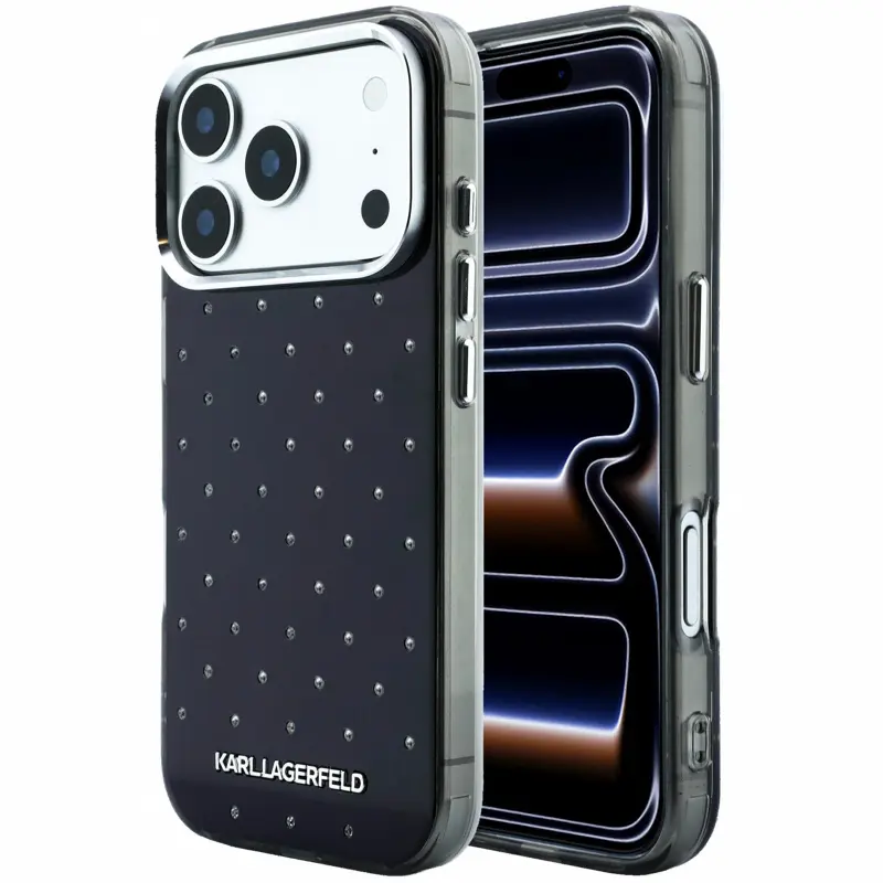 Etui Karl Lagerfeld IML Rhinestones Allover and Electroplated Logo do Apple iPhone 17 Pro / 18 Pro, Black, TPU+PC