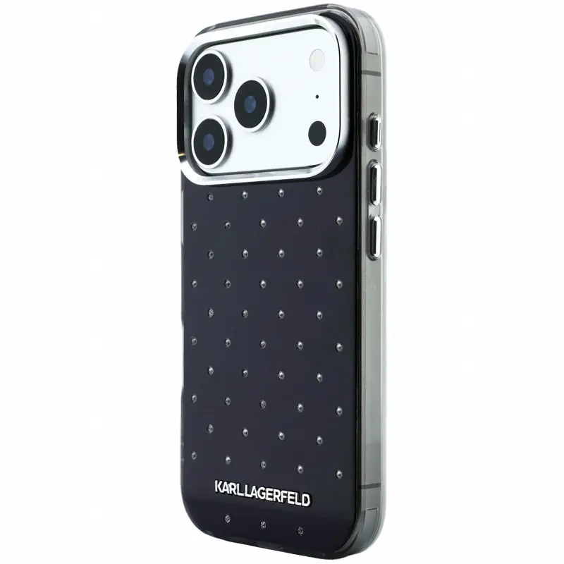 Etui Karl Lagerfeld IML Rhinestones Allover and Electroplated Logo do Apple iPhone 17 Pro / 18 Pro, Black 1, TPU+PC