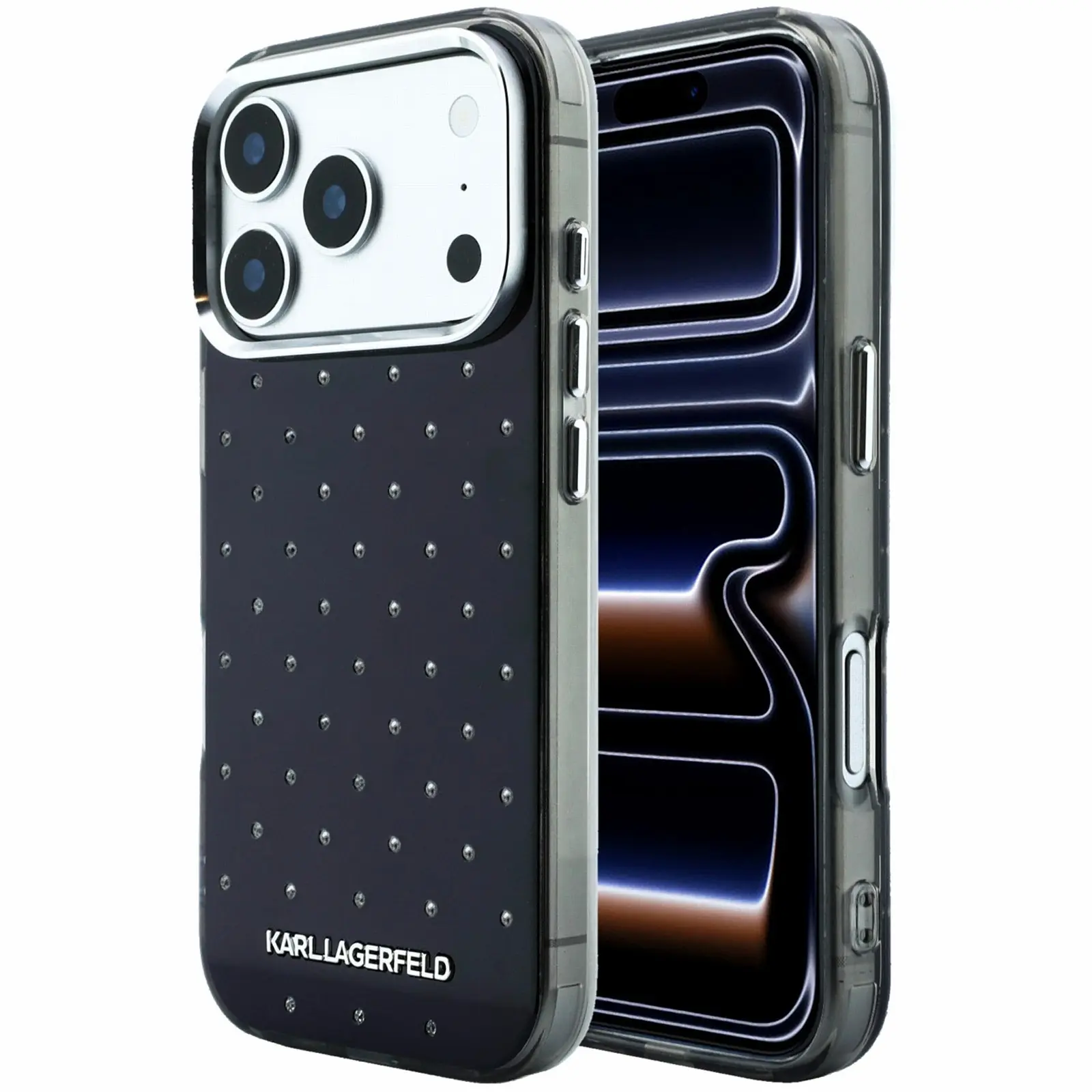 Etui Karl Lagerfeld IML Rhinestones Allover and Electroplated Logo do Apple iPhone 17 Pro / 18 Pro, Black, TPU+PC