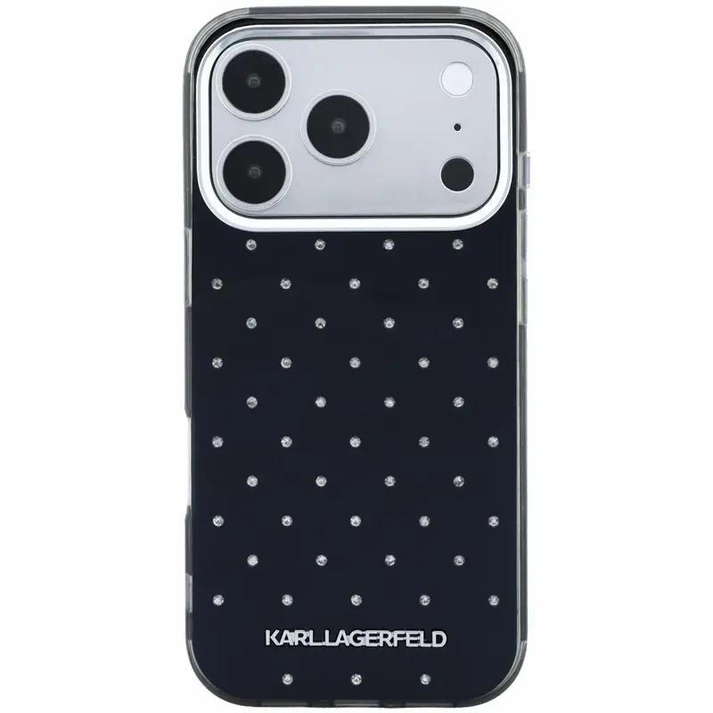 Etui Karl Lagerfeld IML Rhinestones Allover and Electroplated Logo do Apple iPhone 17 Pro / 18 Pro, Black 2, TPU+PC