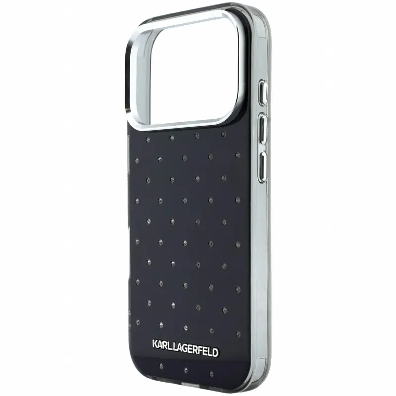 Etui Karl Lagerfeld IML Rhinestones Allover and Electroplated Logo do Apple iPhone 17 Pro / 18 Pro, Black 6, TPU+PC