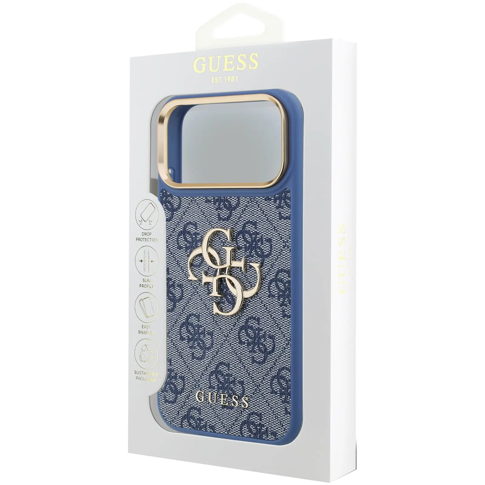 Etui Guess 4G Big 4G Classic Logo do Apple iPhone 17 Pro / 18 Pro, Blue 4, Sztuczna skóra