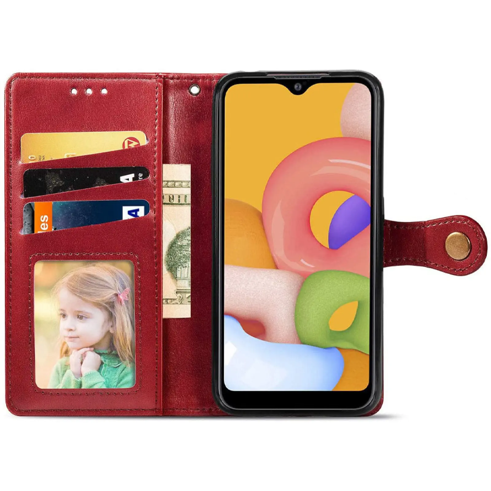 Skórzane etui książka Gallant (PU) do Samsung Galaxy A08 / A07 4G / A07s, Czerwony 3, Sztuczna skóra