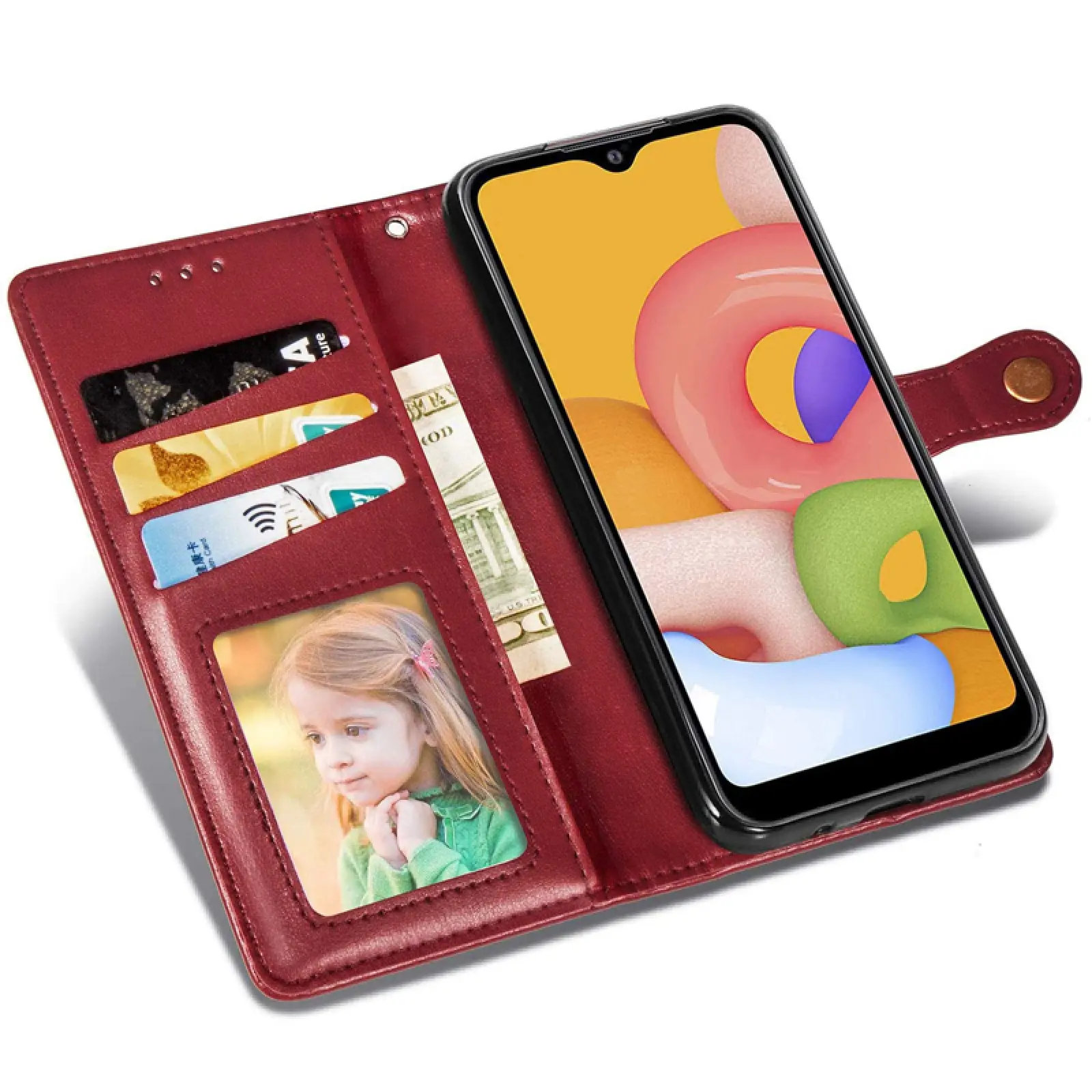 Skórzane etui książka Gallant (PU) do Samsung Galaxy A08 / A07 4G / A07s, Czerwony 4, Sztuczna skóra