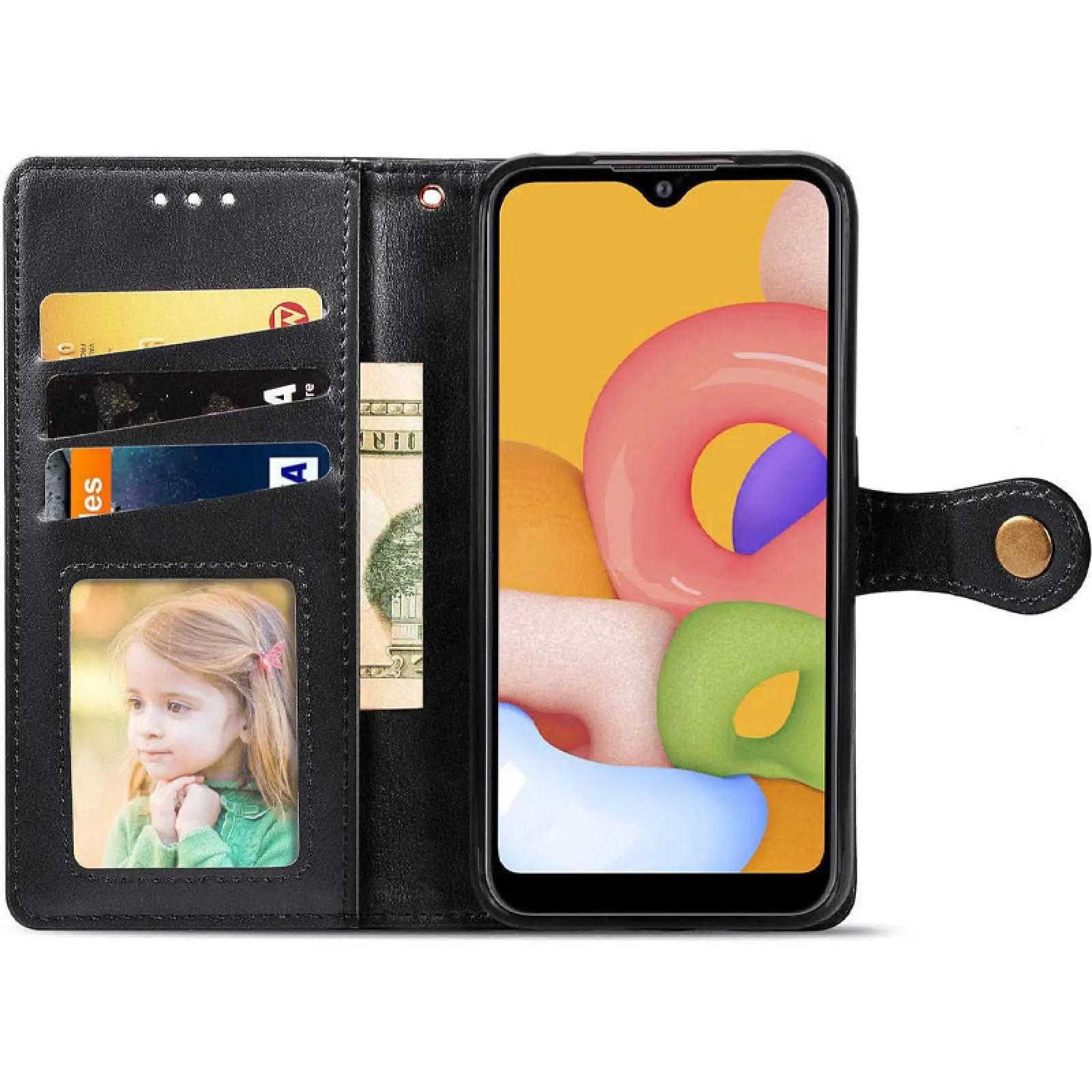Skórzane etui książka Gallant (PU) do Samsung Galaxy A08 / A07 4G / A07s, Czarny 2, Sztuczna skóra